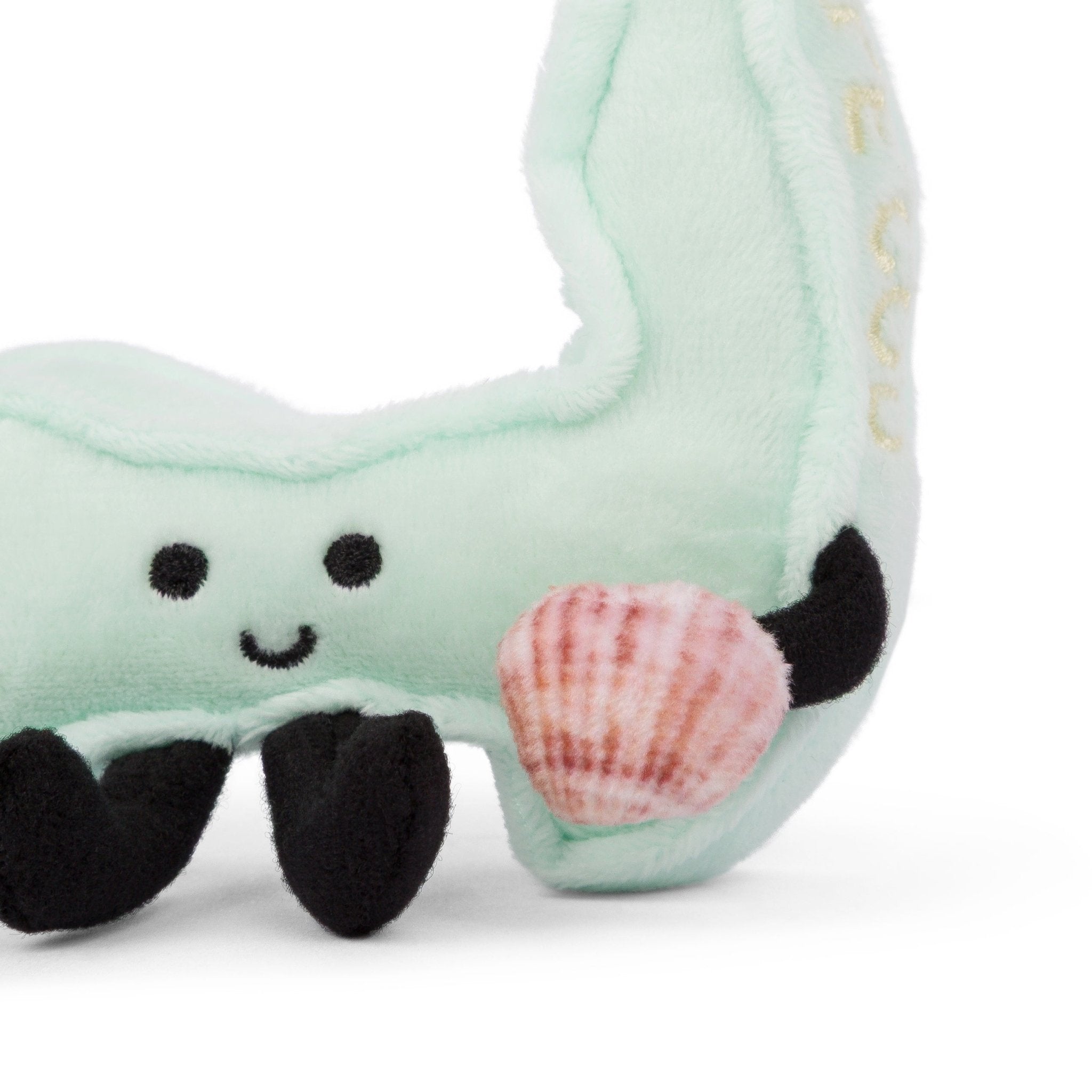 Cape Cod Plush Bag Charm Keychain with Mini Scallop Shell